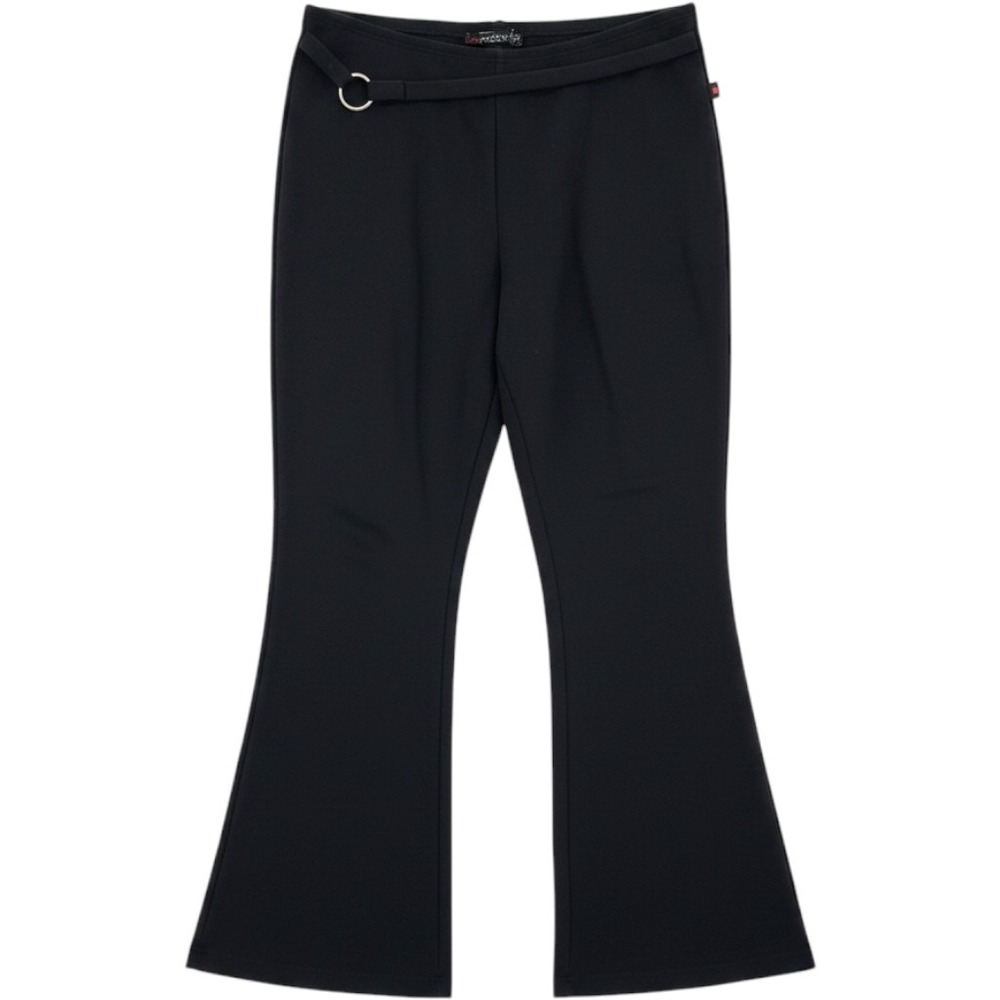 Hot Kiss Black Flare Pants Belted O-Ring Vintage Y2K Retro Bell Bottoms